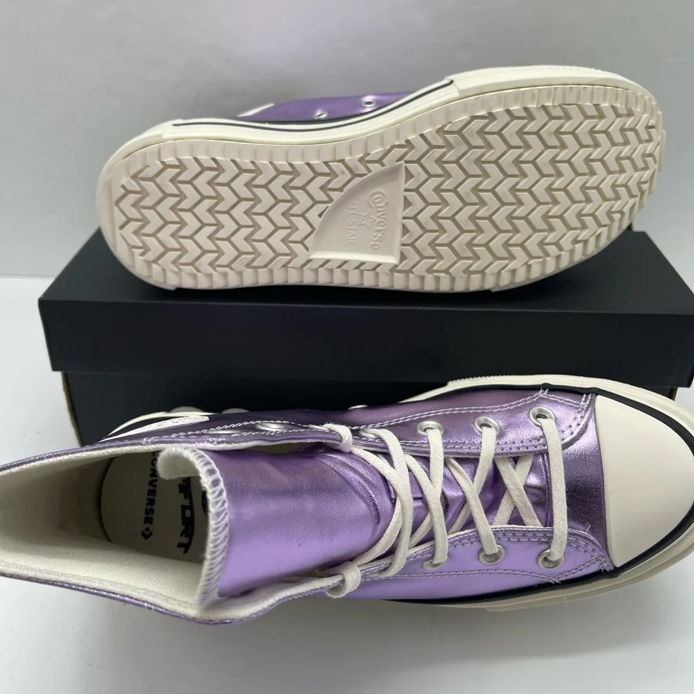 Converse Chuck Taylor All Star Lift Double Stack Hi Metallic Lilac PLATFORMS
